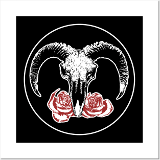 lamb skull and rose Posters and Art